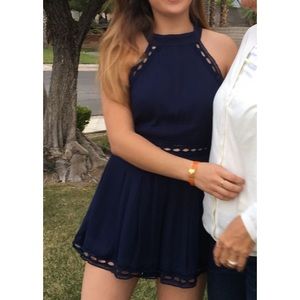 Navy Halter Romper w Cutouts